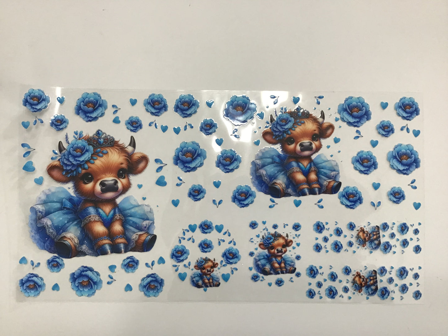 BLUE FLORAL COW