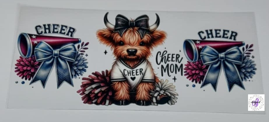CHEER MOM COW BOW
