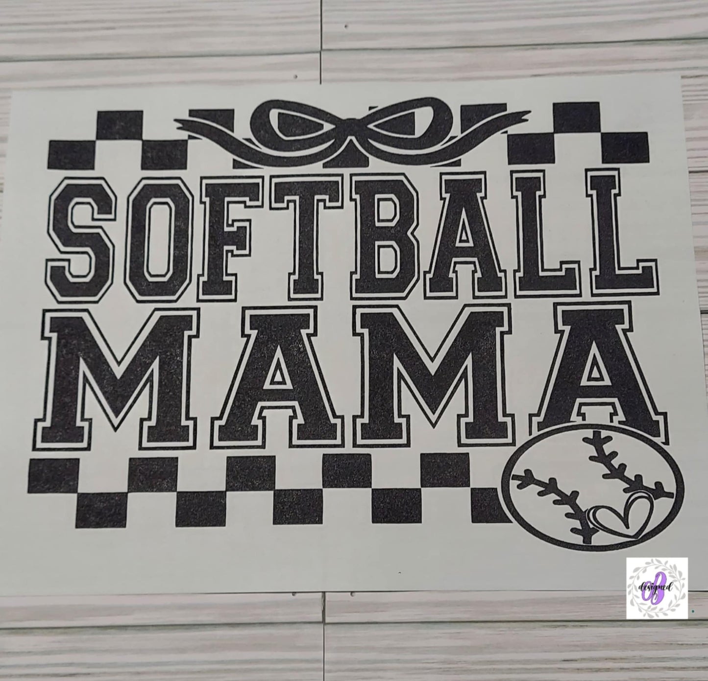 SOFTBALL MAMA CHECKERED BOW