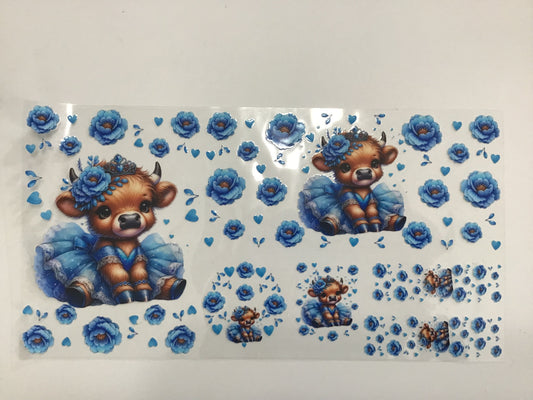 BLUE FLORAL COW