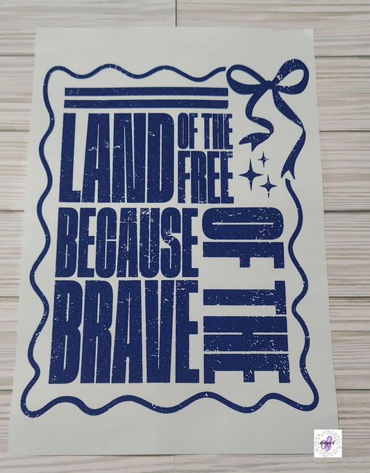 LAND OF THE FREE BECAUSE OF THE BRAVE BOW